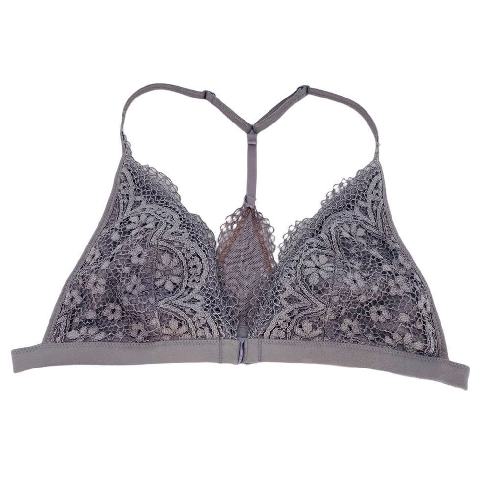 Victoria’s Secret gray lace triangle cup racerback bralette size small